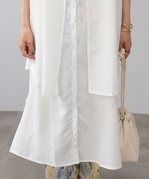 ANDJ(アンドジェイ)の「スラブジョーゼットレイヤード風ワンピース(シャツワンピース・レディース・ホワイト/オレンジ系その他/ブラック/グリーン・M)」の16枚目の写真