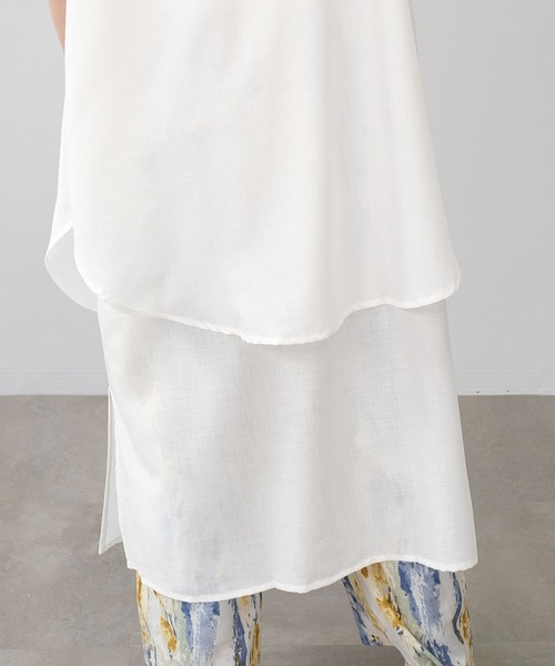 ANDJ(アンドジェイ)の「スラブジョーゼットレイヤード風ワンピース(シャツワンピース・レディース・ホワイト/オレンジ系その他/ブラック/グリーン・M)」の8枚目の写真