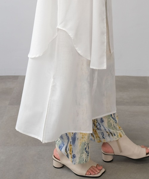 ANDJ(アンドジェイ)の「スラブジョーゼットレイヤード風ワンピース(シャツワンピース・レディース・ホワイト/オレンジ系その他/ブラック/グリーン・M)」の12枚目の写真