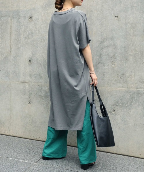 Right-on（ライトオン）の「【HONEYSUCKLE ROSE】フレンチスリーブチュニック（チュニック・レディース・ダークグレー/ライトベージュ/ブラウン・L/M）」の18枚目の写真