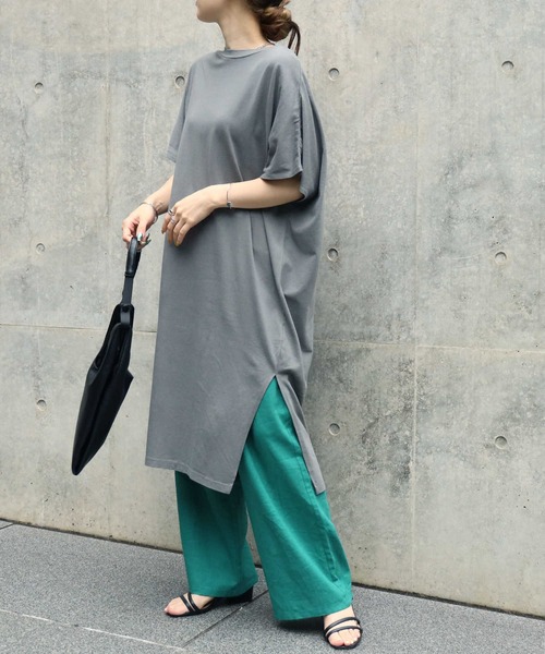 Right-on（ライトオン）の「【HONEYSUCKLE ROSE】フレンチスリーブチュニック（チュニック・レディース・ダークグレー/ライトベージュ/ブラウン・L/M）」の7枚目の写真