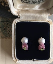 【malle la brocante/マルラブロカント】誕生石と淡水パールのプチピアス（チタン）