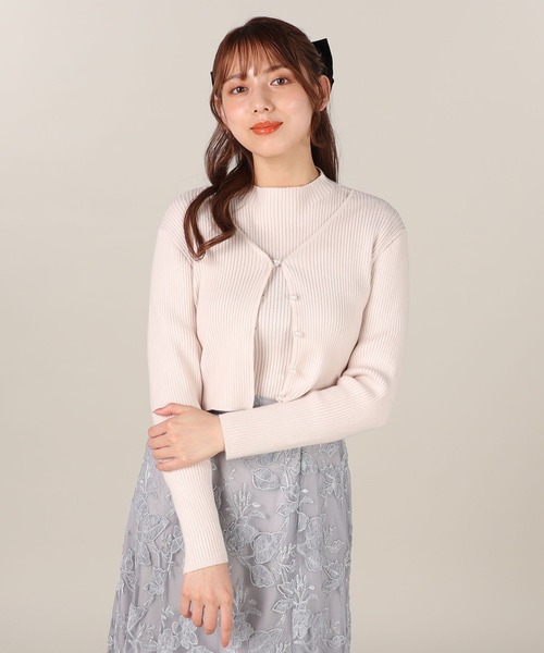 LAISSE PASSE（レッセパッセ）の「レイヤードリブアンサンブル（アンサンブル・レディース・ダークブルー/ブラック/キナリ・MEDIUM）」の2枚目の写真