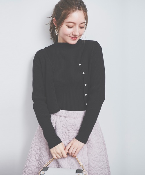 LAISSE PASSE（レッセパッセ）の「レイヤードリブアンサンブル（アンサンブル・レディース・ダークブルー/ブラック/キナリ・MEDIUM）」の3枚目の写真