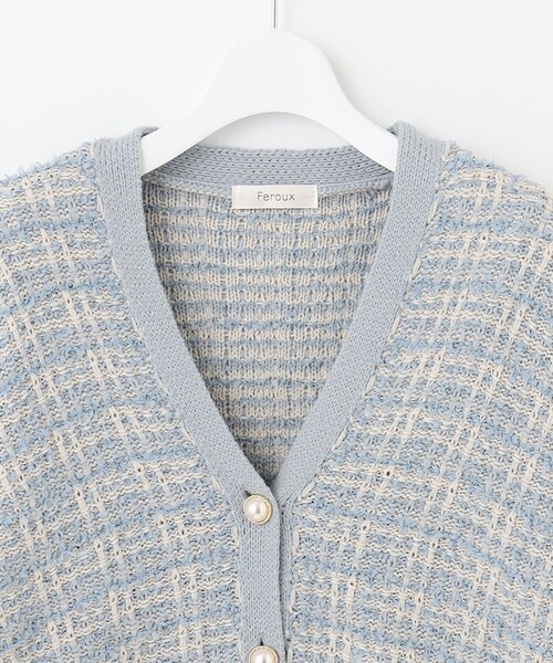 Feroux（フェルゥ）の「ツイードライク カーディガン（カーディガン