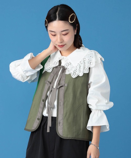 BeAMS DOT(ビームスドット)の「【WEB限定】BeAMS DOT / ベスト×フリルブラウスSET(ベスト・レディース・オリーブ/ベージュ/ブラック・S/M/L)」の21枚目の写真