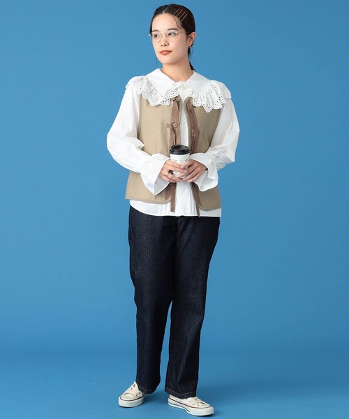 BeAMS DOT(ビームスドット)の「【WEB限定】BeAMS DOT / ベスト×フリルブラウスSET(ベスト・レディース・オリーブ/ベージュ/ブラック・S/M/L)」の18枚目の写真