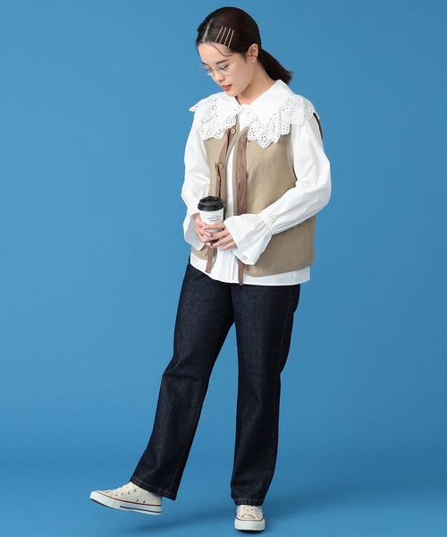 BeAMS DOT(ビームスドット)の「【WEB限定】BeAMS DOT / ベスト×フリルブラウスSET(ベスト・レディース・オリーブ/ベージュ/ブラック・S/M/L)」の19枚目の写真