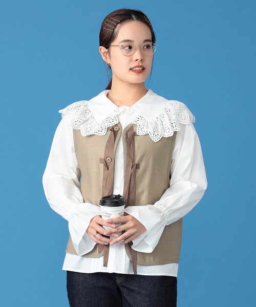 BeAMS DOT(ビームスドット)の「【WEB限定】BeAMS DOT / ベスト×フリルブラウスSET(ベスト・レディース・オリーブ/ベージュ/ブラック・S/M/L)」の15枚目の写真