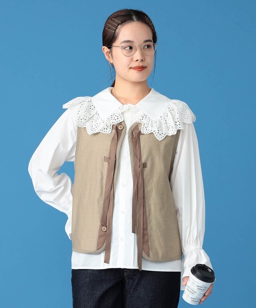 BeAMS DOT(ビームスドット)の「【WEB限定】BeAMS DOT / ベスト×フリルブラウスSET(ベスト・レディース・オリーブ/ベージュ/ブラック・S/M/L)」の16枚目の写真