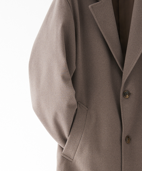 JOURNAL STANDARD relume（ジャーナルスタンダード　レリューム）の「TECH MELTON シングル Aラインコート（ステンカラーコート・メンズ・キャメル/カーキ/ブラック・LARGE/MEDIUM）」の9枚目の写真