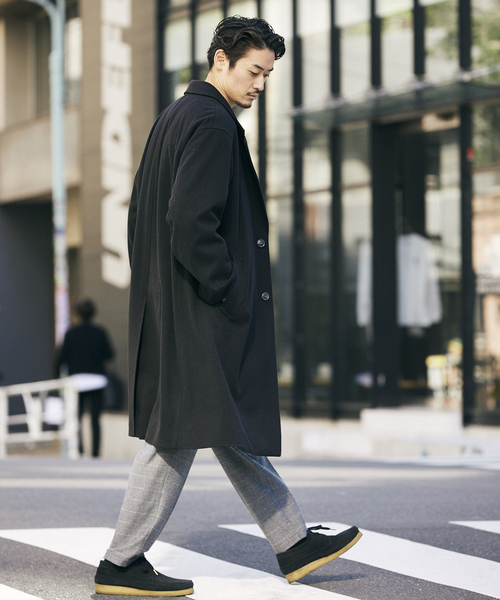 JOURNAL STANDARD relume（ジャーナルスタンダード　レリューム）の「TECH MELTON シングル Aラインコート（ステンカラーコート・メンズ・キャメル/カーキ/ブラック・LARGE/MEDIUM）」の12枚目の写真