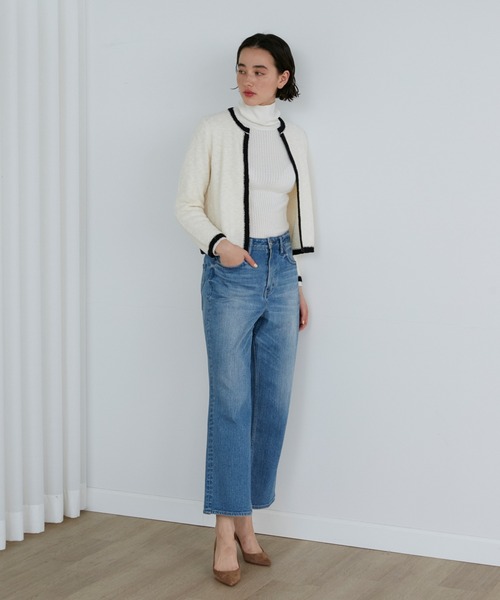 INED（イネド）の「異素材MIXツイードニットカーディガン（カーディガン/ボレロ・レディース・ブラック/オフホワイト・9号）」の6枚目の写真