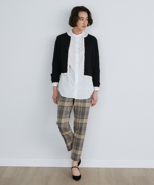 INED（イネド）の「異素材MIXツイードニットカーディガン（カーディガン/ボレロ・レディース・ブラック/オフホワイト・9号）」の7枚目の写真