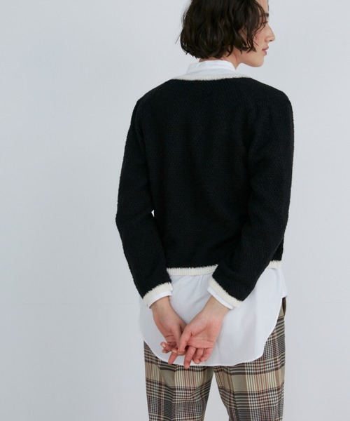 INED（イネド）の「異素材MIXツイードニットカーディガン（カーディガン/ボレロ・レディース・ブラック/オフホワイト・9号）」の11枚目の写真