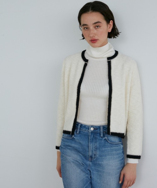 INED（イネド）の「異素材MIXツイードニットカーディガン（カーディガン/ボレロ・レディース・ブラック/オフホワイト・9号）」の12枚目の写真