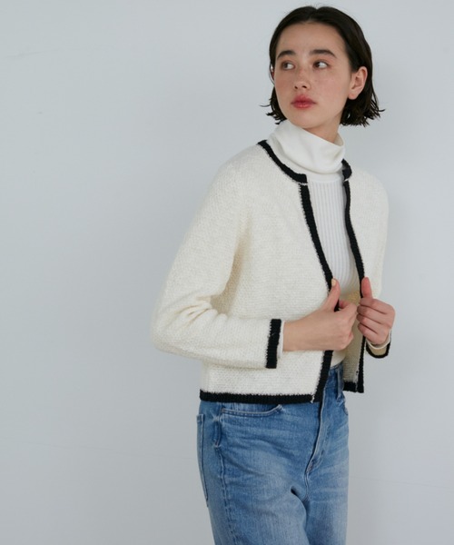 INED（イネド）の「異素材MIXツイードニットカーディガン（カーディガン/ボレロ・レディース・ブラック/オフホワイト・9号）」の13枚目の写真