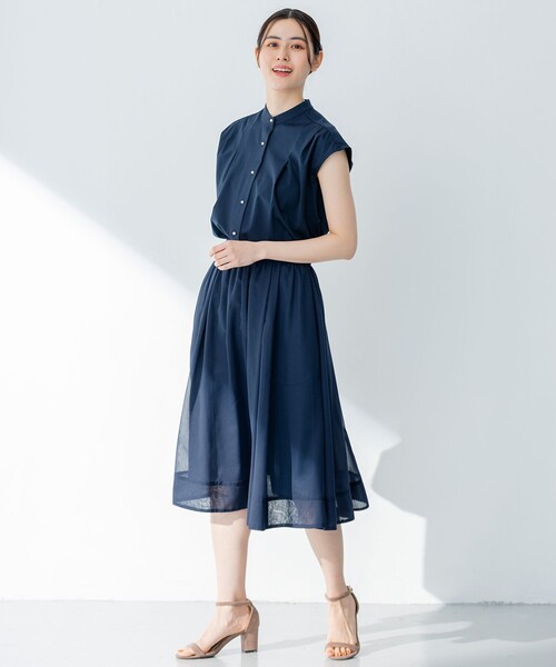 組曲（クミキョク）の「【洗える】ブラウスライクジャージーバンドカラー カットソー（Tシャツ/カットソー・レディース・ホワイト系・5）」の2枚目の写真