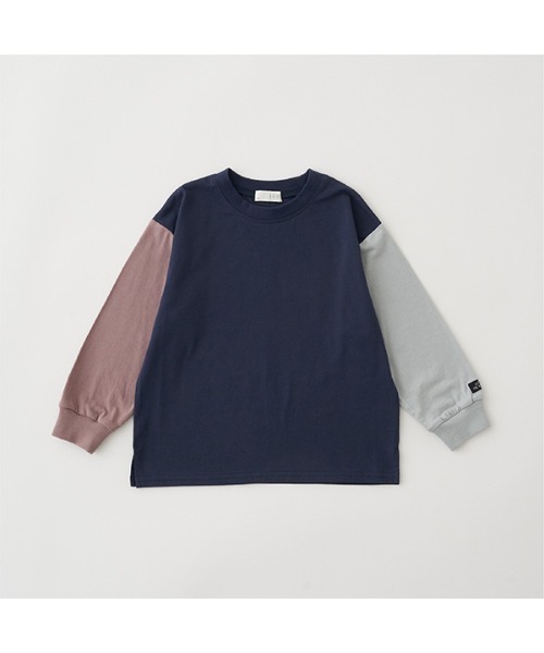 b・ROOM(ビールーム)の「【型崩れしないやわらかコットン】ベーシックドロップTシャツ(Tシャツ/カットソー・キッズ・チャコール/パープル/ネイビー/イエロー/グレイッシュベージュ/ブルーグレー/アイボリー・100cm/110cm/120cm/130cm/140cm/150cm)」の6枚目の写真