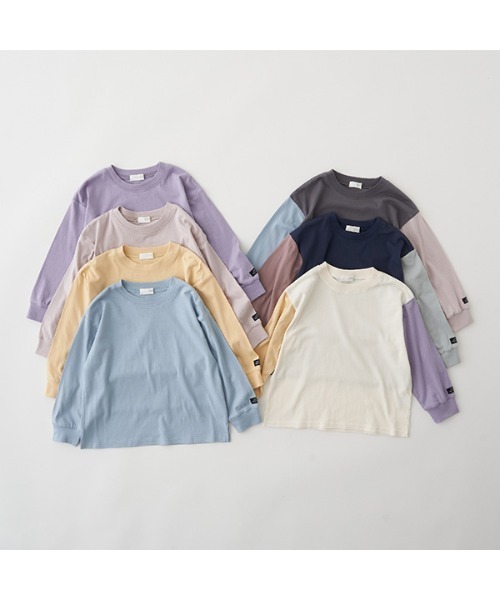 b・ROOM(ビールーム)の「【型崩れしないやわらかコットン】ベーシックドロップTシャツ(Tシャツ/カットソー・キッズ・チャコール/パープル/ネイビー/イエロー/グレイッシュベージュ/ブルーグレー/アイボリー・100cm/110cm/120cm/130cm/140cm/150cm)」の12枚目の写真
