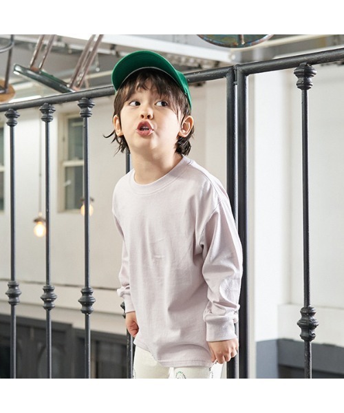 b・ROOM(ビールーム)の「【型崩れしないやわらかコットン】ベーシックドロップTシャツ(Tシャツ/カットソー・キッズ・チャコール/パープル/ネイビー/イエロー/グレイッシュベージュ/ブルーグレー/アイボリー・100cm/110cm/120cm/130cm/140cm/150cm)」の15枚目の写真