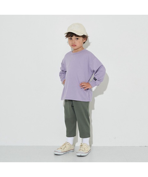 b・ROOM(ビールーム)の「【型崩れしないやわらかコットン】ベーシックドロップTシャツ(Tシャツ/カットソー・キッズ・チャコール/パープル/ネイビー/イエロー/グレイッシュベージュ/ブルーグレー/アイボリー・100cm/110cm/120cm/130cm/140cm/150cm)」の9枚目の写真