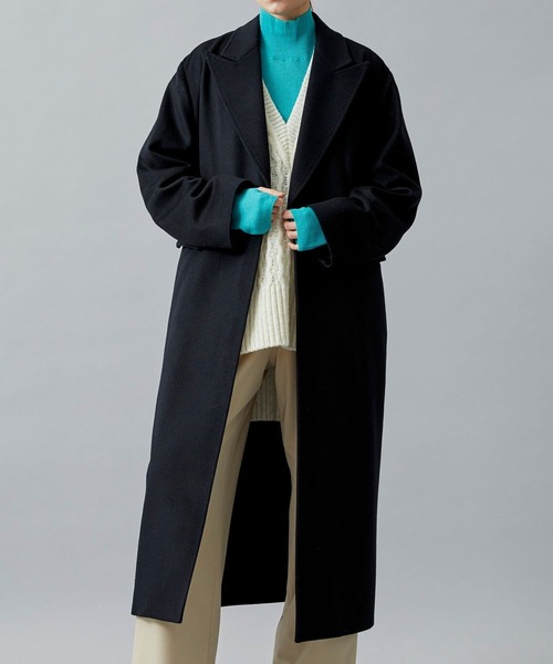 Dessin de Mode(デッサンドモード)の「【Dessin de mode/デッサンデモード】ハンサムロングコート(チェスターコート・レディース・ブルー/ブラック・1/2)」の2枚目の写真