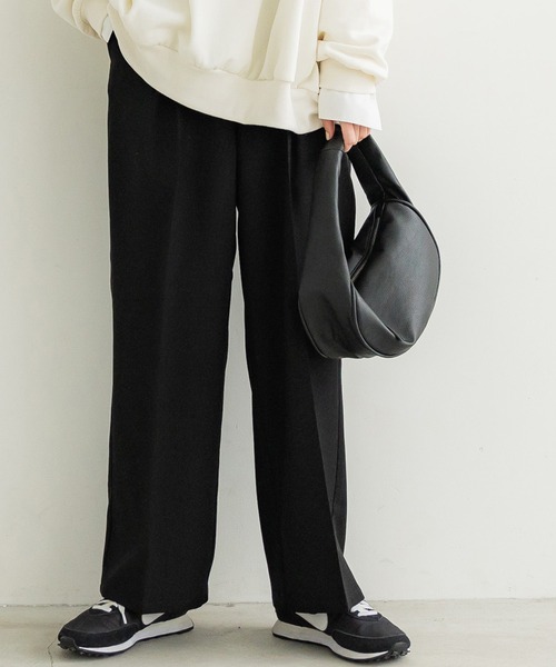 coca（coca）（コカ）の「ウールタッチカルゼインタックパンツ（スラックス・レディース・アイボリー/ブラック/イエロー/グリーン・M/L）」の3枚目の写真
