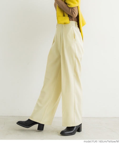 coca（coca）（コカ）の「ウールタッチカルゼインタックパンツ（スラックス・レディース・アイボリー/ブラック/イエロー/グリーン・M/L）」の16枚目の写真