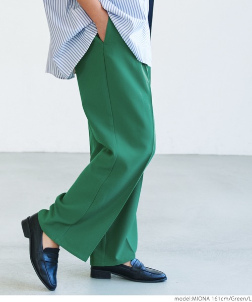 coca（coca）（コカ）の「ウールタッチカルゼインタックパンツ（スラックス・レディース・アイボリー/ブラック/イエロー/グリーン・M/L）」の5枚目の写真