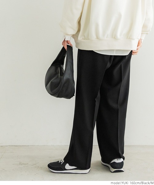 セール】ウールタッチカルゼインタックパンツ（スラックス