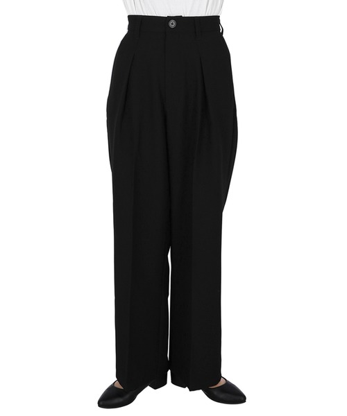セール】ウールタッチカルゼインタックパンツ（スラックス