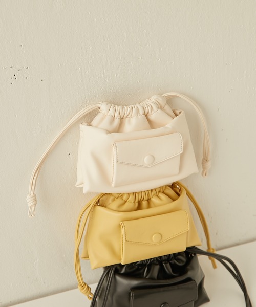 PAPILLONNER（パピヨネ）の「【OT】ドロストチェーンショルダー/PAPILLONNER/パピヨネ（ショルダーバッグ・レディース・レモンイエロー/ブラック/ホワイト・FREE）」の2枚目の写真