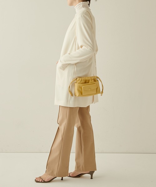 PAPILLONNER（パピヨネ）の「【OT】ドロストチェーンショルダー/PAPILLONNER/パピヨネ（ショルダーバッグ・レディース・レモンイエロー/ブラック/ホワイト・FREE）」の6枚目の写真