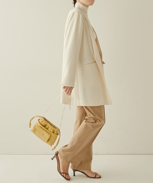 PAPILLONNER（パピヨネ）の「【OT】ドロストチェーンショルダー/PAPILLONNER/パピヨネ（ショルダーバッグ・レディース・レモンイエロー/ブラック/ホワイト・FREE）」の4枚目の写真