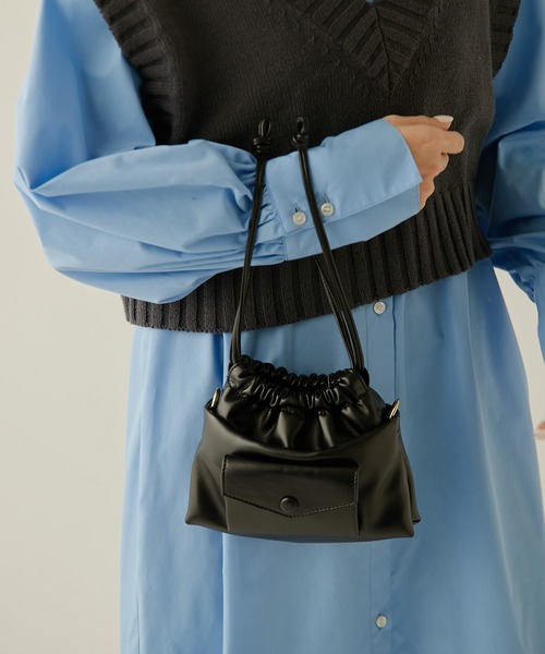 PAPILLONNER（パピヨネ）の「【OT】ドロストチェーンショルダー/PAPILLONNER/パピヨネ（ショルダーバッグ・レディース・レモンイエロー/ブラック/ホワイト・FREE）」の9枚目の写真