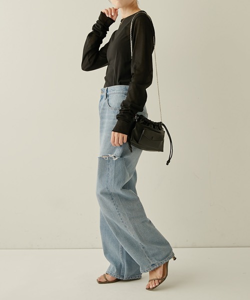 PAPILLONNER（パピヨネ）の「【OT】ドロストチェーンショルダー/PAPILLONNER/パピヨネ（ショルダーバッグ・レディース・レモンイエロー/ブラック/ホワイト・FREE）」の13枚目の写真