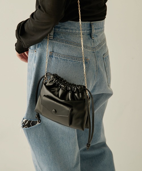 PAPILLONNER（パピヨネ）の「【OT】ドロストチェーンショルダー/PAPILLONNER/パピヨネ（ショルダーバッグ・レディース・レモンイエロー/ブラック/ホワイト・FREE）」の14枚目の写真