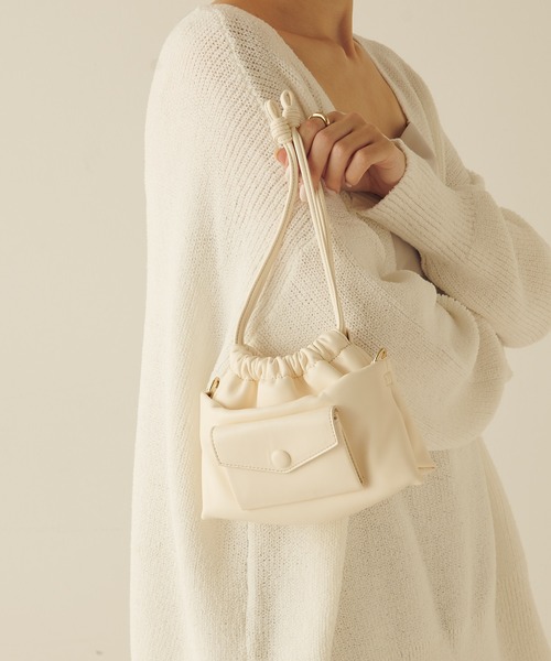 PAPILLONNER（パピヨネ）の「【OT】ドロストチェーンショルダー/PAPILLONNER/パピヨネ（ショルダーバッグ・レディース・レモンイエロー/ブラック/ホワイト・FREE）」の22枚目の写真