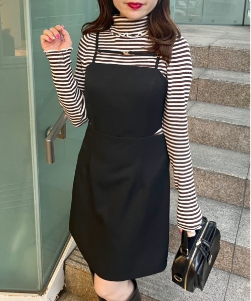 OLIVE des OLIVE（オリーブデオリーブ）の「サイドオープンミニキャミワンピース（ワンピース・レディース・ブラック/チェック/スミクロ・FREE）」の2枚目の写真