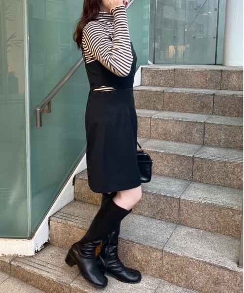 OLIVE des OLIVE（オリーブデオリーブ）の「サイドオープンミニキャミワンピース（ワンピース・レディース・ブラック/チェック/スミクロ・FREE）」の7枚目の写真