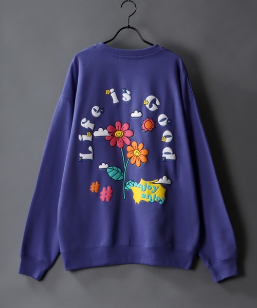 SITRY(シトリー)の「wide silhouette foam print sweat/ワイドシルエット 発泡プリント スウェット/トレーナー(スウェット・メンズ・ブルー/ブラック系その他/ホワイト系その他2/ブラック/ブラック系その他2/ホワイト/ホワイト系その他/パープル系その他/パープル系その他2/マスタード/パープル/ブルー系その他・M/L)」の10枚目の写真