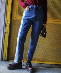 aimoha | 【aimoha】オリジナル　リメイク感  リバースデザインカットオフスキニー(デニムパンツ)