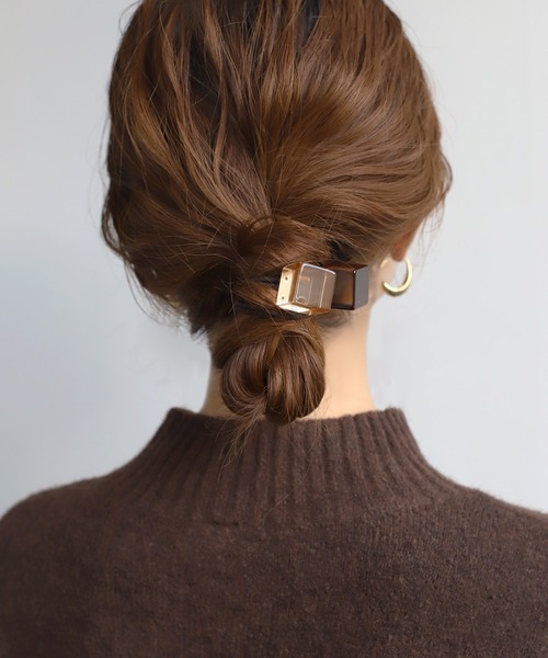 シュシュ  ヘアゴム  キューブブラウン/クリア シュシュ ヘアゴム キューブブラウン/クリア