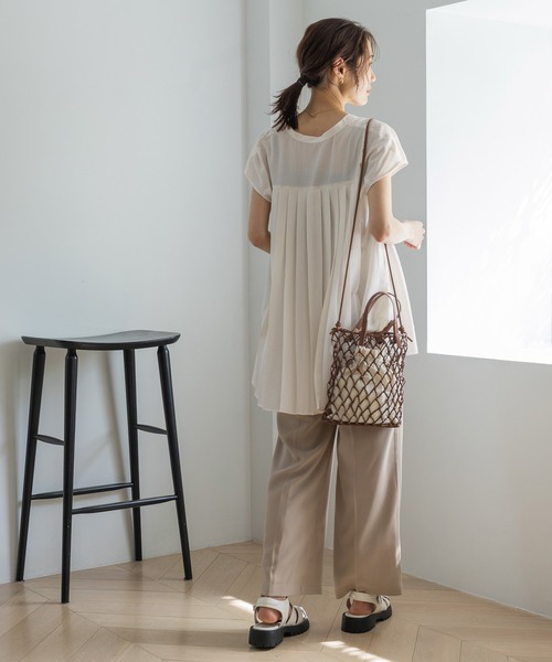 E2424【黒色美品テーパード】グローバルワーク　センタープリーツワイドパンツM GLOBAL WORK パンツ ウツクシルエットDRYワイドパンツTall