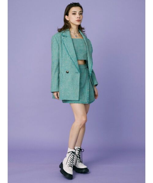 EVRIS(エヴリス)の「ツイードビスチェ【セットアップ着用可能】(キャミソール・レディース・ブルー/グリーン/オレンジ・FREE)」の8枚目の写真