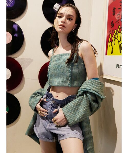 EVRIS(エヴリス)の「ツイードビスチェ【セットアップ着用可能】(キャミソール・レディース・ブルー/グリーン/オレンジ・FREE)」の10枚目の写真