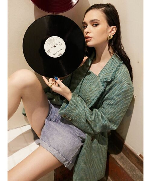 EVRIS(エヴリス)の「ツイードビスチェ【セットアップ着用可能】(キャミソール・レディース・ブルー/グリーン/オレンジ・FREE)」の11枚目の写真