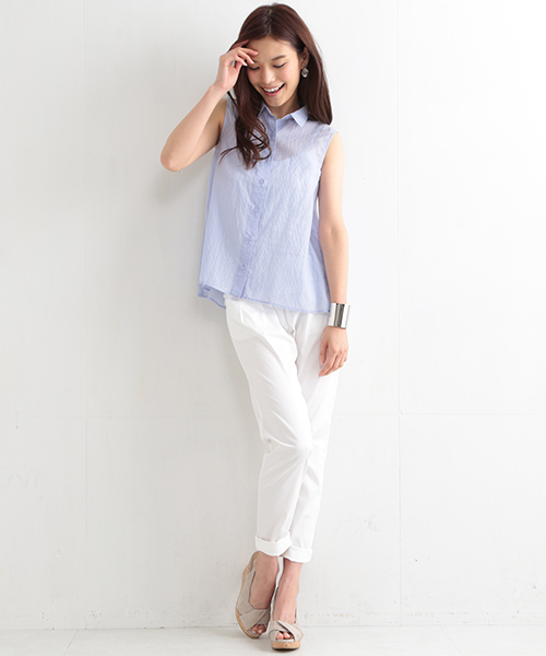 BEAMS LIGHTS Women's（ビームスライツ ウィメンズ）の「BEAMS LIGHTS / シアシャドウ チェックシャツ（シャツ/ブラウス・レディース・オフホワイト/サックスブルー/ネイビー・36/38）」の20枚目の写真