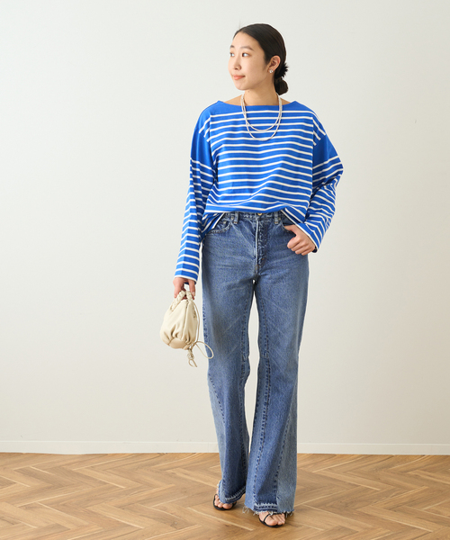 INSCRIRE グレー フレアカジュアルパンツ Texture デニム フレアパンツ